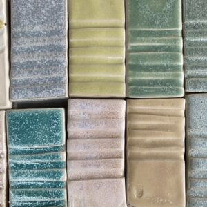 selection of ceramic coloured Glaze tiles from Linda Bloomfield masterclass